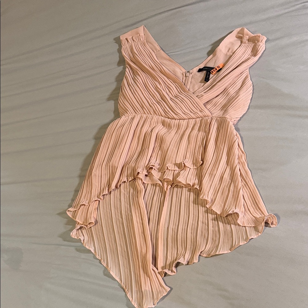 BCBGMaxAzria Blush Pink Asymmetrical Pleated Dress